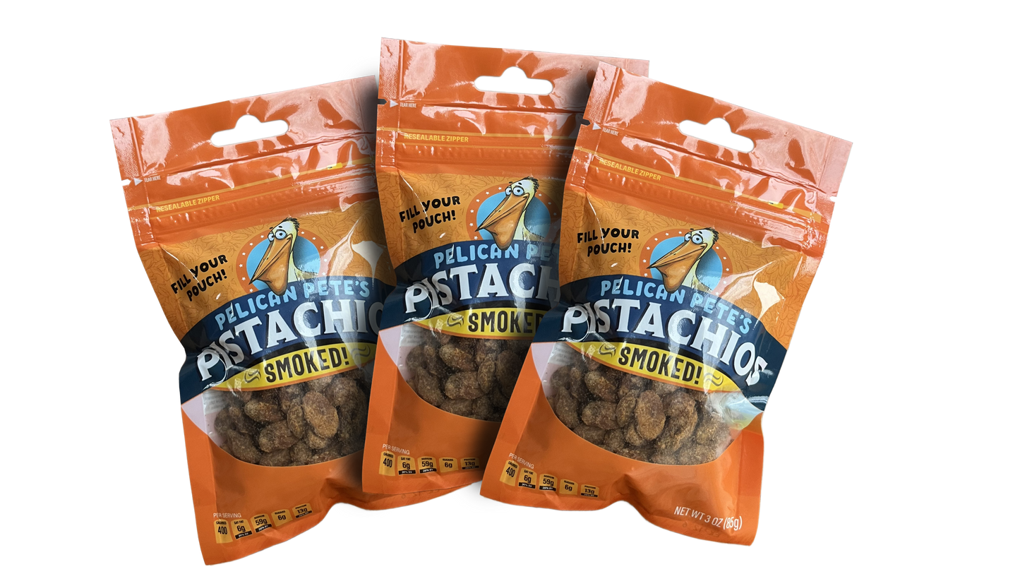 3 pack NEW SHELLED Pelican Pete's Pistachios
